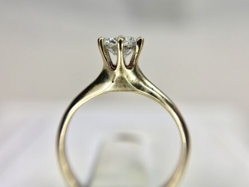 Vintage 10k Yellow Gold Natural Round Diamond Solitaire Engagement Ring