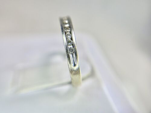 14k White Gold Natural Round Brilliant Diamond Channel Set Wedding Band Ring 