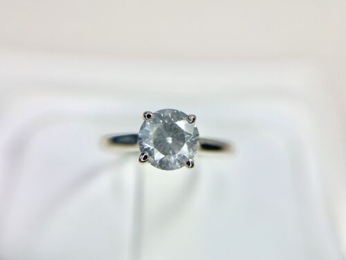 Vintage 14k White Gold Natural Round Brilliant Diamond Solitaire Engagement Ring