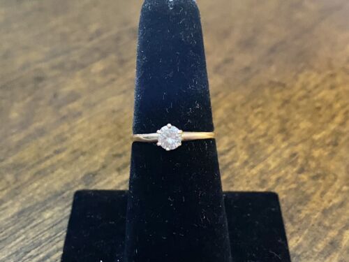 Vintage 10k Rose Gold Natural Round Diamond Solitaire Small Engagement Ring