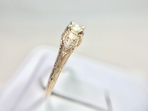 14k Rose Gold Vintage Style Natural Round Diamond Filigree Engagement Ring