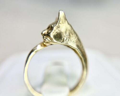 Vintage 14k Yellow Gold Handcrafted Cat Ring