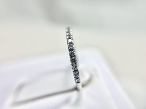 14k White Gold Natural Round Brilliant Diamond Stackable Wedding Band Ring