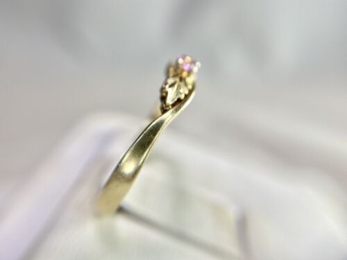 10k Yellow Gold Signed Black Hills Gold Natural Round Pink Topaz Solitaire Ring