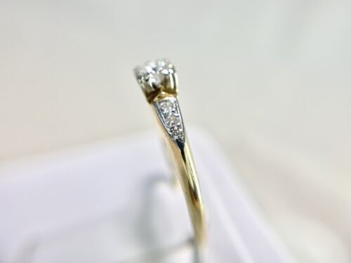 Art Deco 14k Yellow Gold Natural Round Diamond Classic Engagement Ring