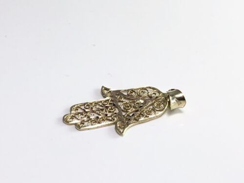 Vintage 14k Yellow Gold Evil Eye Hamsa Hand Small Pendant