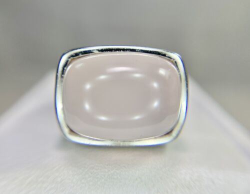 14k White Gold Designer Big Moonstone Bezel Set Ring