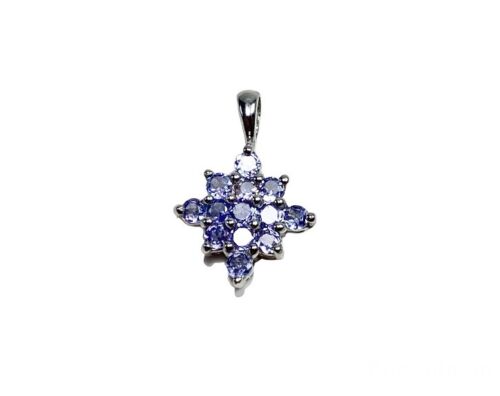 Vintage 10k White Gold Round Light Purple Tanzanite Cluster Pendant