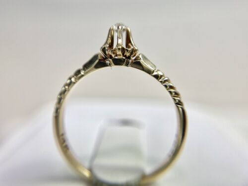 Victorian 14k Yellow Gold Natural Old European Diamond Small Engagement Ring