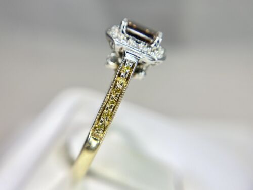 Vintage 14k Yellow Gold Natural Emerald Cut Fancy Brown Diamond Engagement Ring