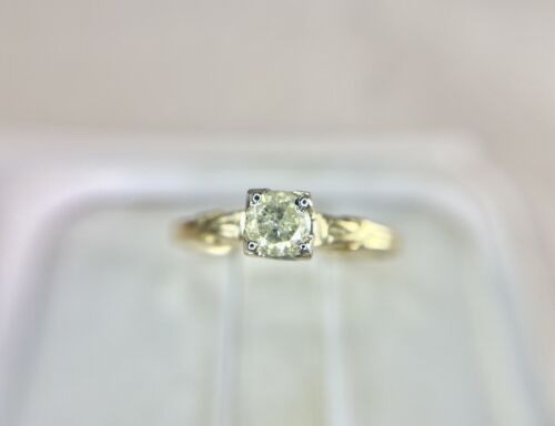 Vintage 14k Yellow Gold Natural Round Diamond Small Classic Engagement Ring