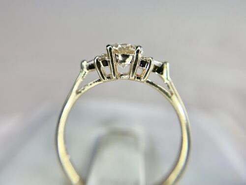 14k Yellow Gold Signed Helzberg Natural Round Baguette Diamond Engagement Ring