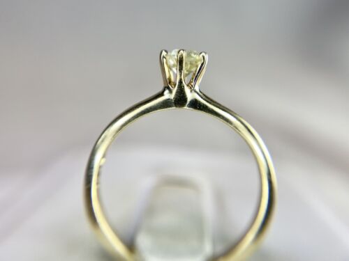 Vintage 14k Yellow Gold Round Natural Diamond Small Solitaire Engagement Ring