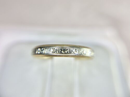 Vintage Art Deco 14k Yellow White Gold Hand Engraved Wedding Band Ring