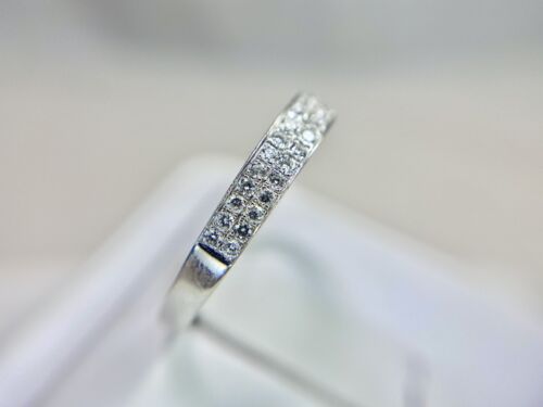 14k White Gold Natural Round Brilliant Diamond Double Row Wedding Band Ring