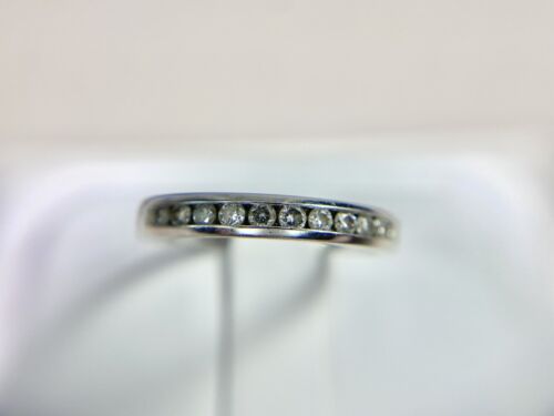 14k White Gold Natural Round Brilliant Diamond Channel Set Wedding Band Ring