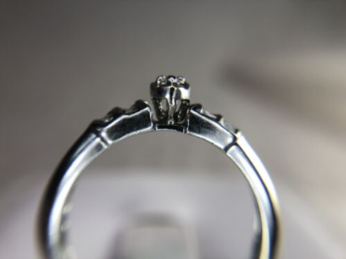 Estate 14k White Gold Marquise Cut Baguette Diamond Small Engagement Ring