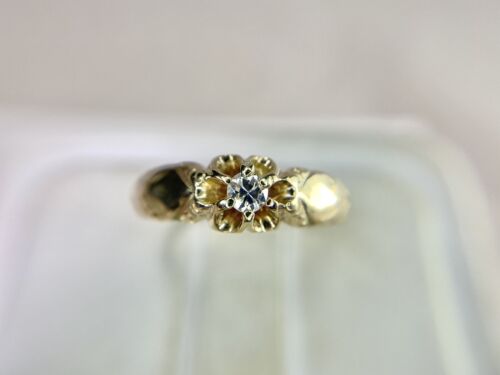 Vintage Victorian Round Old European Diamond Small Solitaire Engagement Ring