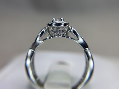 10k White Gold Designer Natural Round Brilliant Diamond Halo Engagement Ring