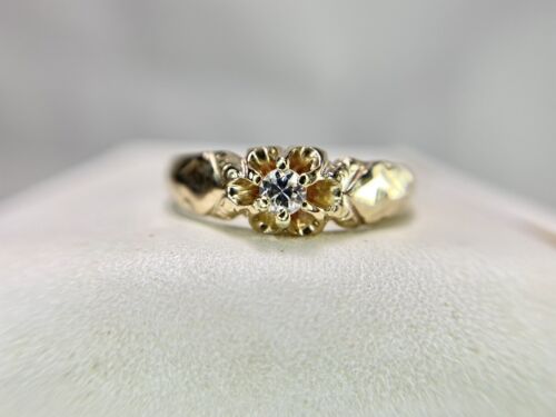 Vintage Victorian Round Old European Diamond Small Solitaire Engagement Ring