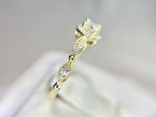 14k Yellow Gold Designer Natural Round Brilliant Diamond Halo Engagement Ring