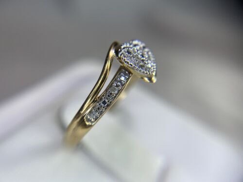 10k Yellow Gold Designer Natural Round Diamond Heart Shape By-Pass Ring