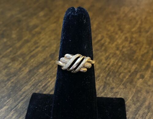 Vintage Estate 10k Yellow Gold Designer Signed Crossover Bypass Ring