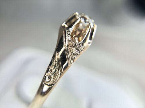 Victorian 14k Rose Gold Old European Natural Diamond Buttercup Engagement Ring