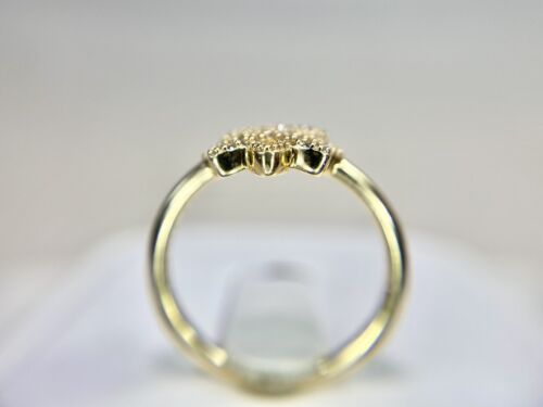 14k Yellow Gold Designer Natural Round Diamond Flower Shape Small Cocktail Ring