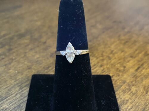 Art Deco Platinum Marquise Shape Round Natural Diamond Engagement Ring