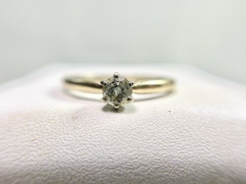 Vintage 10k Yellow Gold Round Brilliant Natural Diamond Small Solitaire Ring