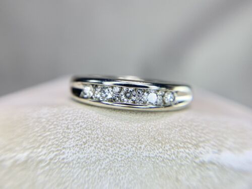 14k White Gold Natural Round Diamond Designer Forever Channel Wedding Band Ring