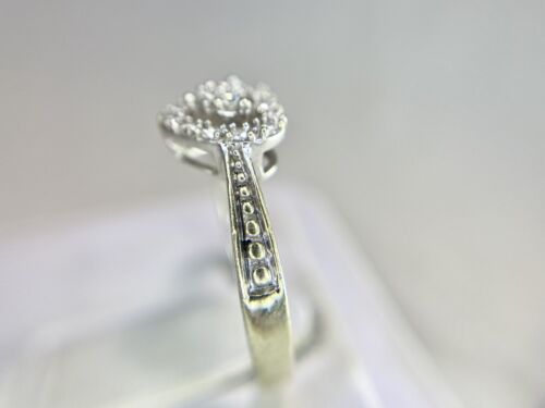 10k White Gold Designer Round Brilliant Pave Set Diamond Heart Shape Ring 1/4 ct