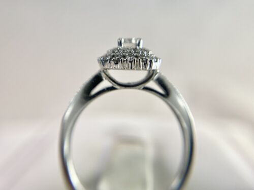 14k White Gold Natural Round Brilliant Diamond Double Halo Engagement Ring