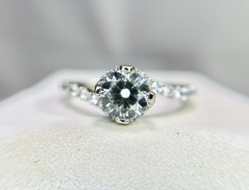 14k White Gold Signed Lab Grown Diamond Bypass Engagement Ring