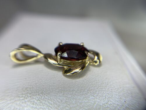 Vintage 14k Yellow Gold Natural Oval Rhodolite Garnet Solitaire Pendant 2.00 ct 