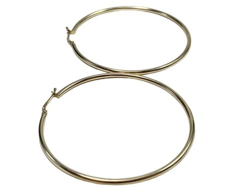 14k Yellow Gold Italy Lite Weight Thin Big Hoop Earrings