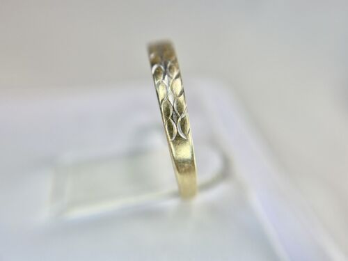 Vintage Art Deco Style 14k Yellow Gold Hand Engraved Wedding Band Stack Ring