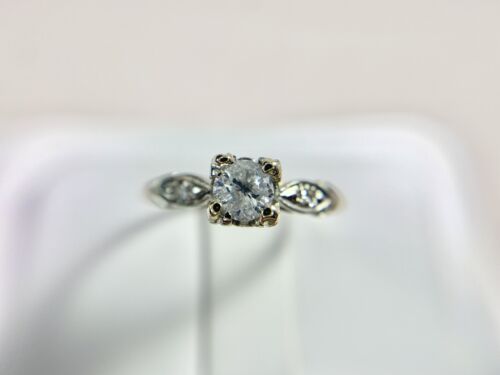 Vintage Antique 14k Yellow Gold Natural Round Diamond Classic Engagement Ring