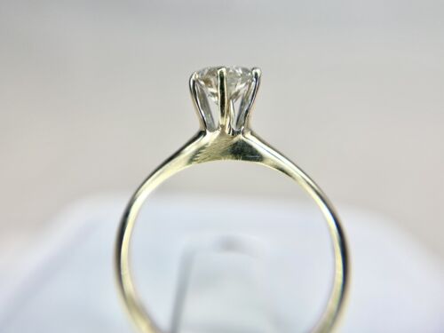 Vintage Antique 14k Yellow Gold Natural Round Diamond Solitaire Engagement Ring