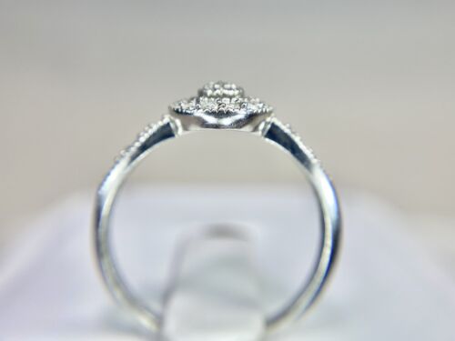 Vintage 10k White Gold Natural Round Diamond Pear Shape Halo Engagement Ring