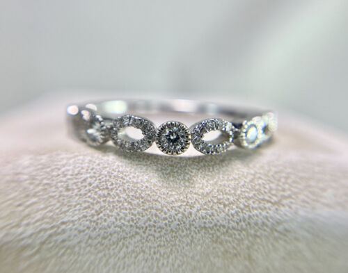 14k White Gold Natural Round Brilliant Diamond Bezel Set Infinity Band Ring