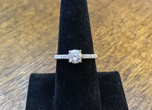 Vintage 14k White Gold Natural Round Brilliant Diamond Engagement Ring