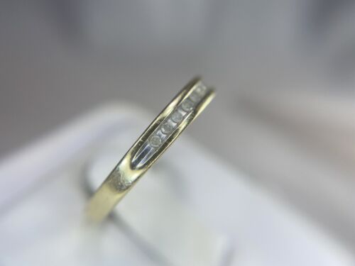 Estate 10k Yellow Gold Natural Round Diamond Channel Set Wedding Band Ring