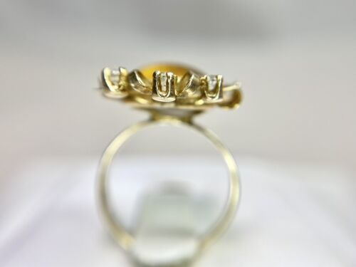 Vintage 10k Yellow Gold Tiger Eye Bezel Set Ribbon Cocktail Ring