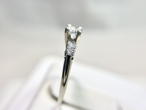 Vintage 14k White Gold Natural Round Diamond Classic Engagement Ring