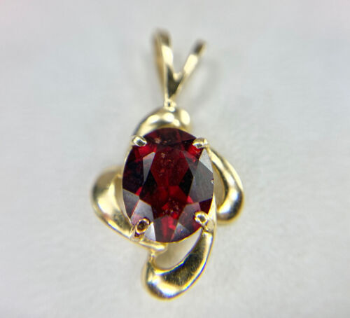 Vintage 14k Yellow Gold Natural Oval Rhodolite Garnet Solitaire Pendant 2.00 ct 