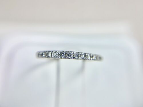 10k White Gold Natural Round Brilliant Diamond Wedding Band Stack Ring