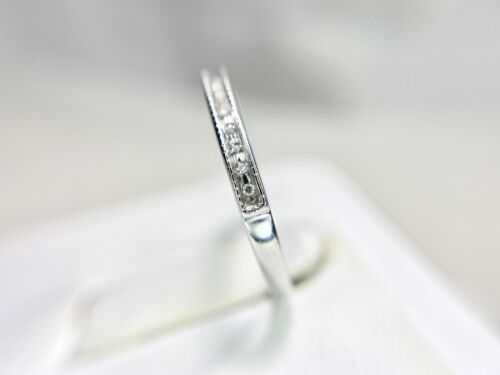 Vintage 10k White Gold Natural Round Diamond Wedding Band Ring