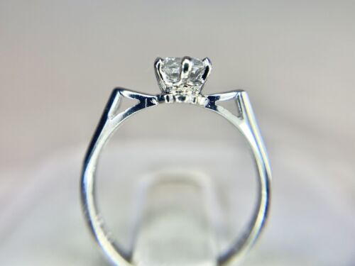 Vintage 10k White Gold Natural Round Rustic Diamond Solitaire Engagement Ring